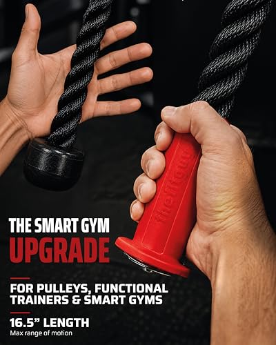 THEFITGUY Ergonomic Single Arm Tricep Rope Cable Attachment, 16.5” | Single-handle cable rope for pushdowns, hammer curls and face pulls, with wrist pressure relief and grip/forearm activation