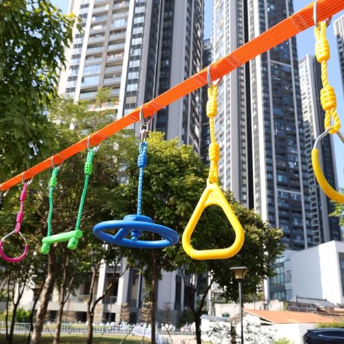 Climbing Gymnastic Rings for Kids - Strong Obstacle Course Ninja Ring Monkey Bars for Outdoor Backyard Play Sets, Swing Set - color: Ninja Rings