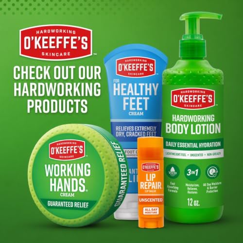 O'Keeffe's Working Hands Hand Cream, 3.4 oz Jar, 1 Pack for Extreme Dryness | Repairs Cracked, Dry Hands, Hypoallergenic, Unscented, Non-Greasy, Ideal for Repairing Skincare - size: 3.4 Ounce Jar