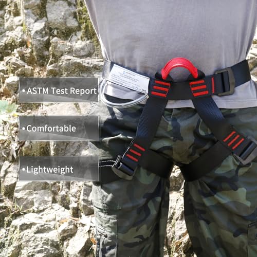 NewDoar Climbing Harness, Mountaineering Rock Climbing Harness, Half Body Harness for Rappelling Fire Rescuing Tree Climbing - color: Black