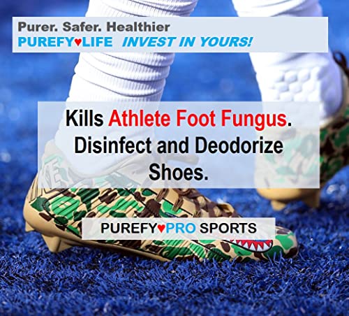 Purefypro Sports Equipment Disinfectant Spray (16oz, 2pk) Kills 99.9999% MRSA, HIV, Athlete Foot Fungus, Virus, Fungi. No Residue. Great For Sports Pads, Yoga Mats, Shoes, Boxing Gloves, Gym Equipment