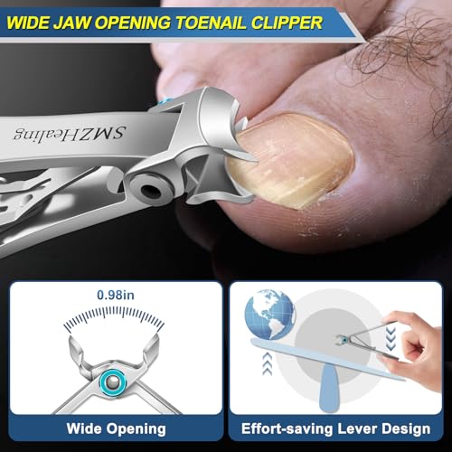 Toenail Clippers for Seniors Thick Toenails, 2026 Large Toe Nail Clippers for Men Thick Nails with Wide Opening, Sharp Heavy Duty Ingrown Toenail Clippers Nail Cutter Long Handle with Slanted Blade - color: Sliver&black 5pcs
