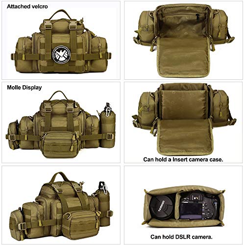 Tactical Assault Gear Sling Pack Hiking Duffle Fanny Packs MOLLE Compact Utility Military Waist Range Bag Heavy Duty EDC Camera Shoulder Backpack (Coyote Brown) - color: Coyote Brown