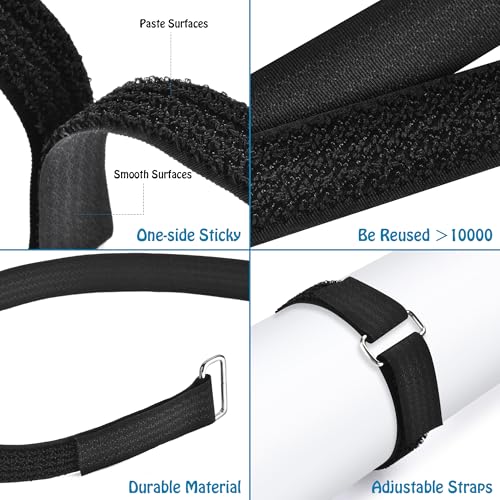 Nettbe 1"x19.7ft Hook and Loop Straps with 30 Buckles Adjustable Cut-to-Length Cable Ties - Reusable Nylon Fastening Tape Cable Straps for Storage or Organization (1in x 19.7ft) - size: 1in x 19.7ft