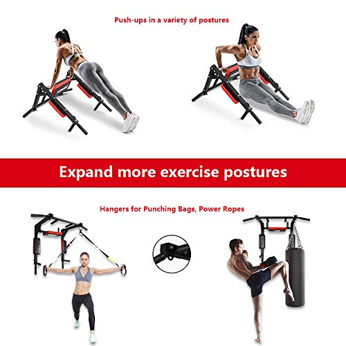 BESTHLS Wall Mounted Pull Up Bar and Dip Station, Heavy Duty Wall Mount Pull-up Chin Up Bar Multifunctional Home Gym Workout Indoor Exercise Equipment Support to 440 Lbs - style: Pull-up & Dip Station
