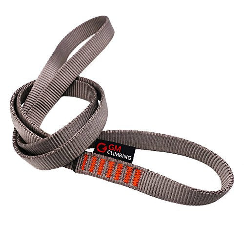 GM CLIMBING 16mm Nylon Sling Runner 22kN / 4950lbf CE UIAA Certified - color: Gray, size: 30cm / 12inch | Single Unit