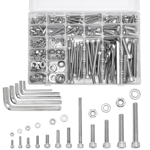 M5 M6 M8 M10 Metric Machine Bolt Assortment 304 Stainless Steel Cylindrical Head Screws and Bolt Hex Socket Head Cap Machine Screws Kit - color: X14-large-365 M5 M6 M8 M10 Socket Cap(silver)