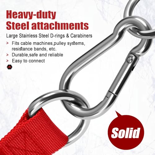 Heavy Duty Gym Exercise Handles Attachment for Cable Machine,Resistance Band,Pulley System Home Fitness Workout Equipment, with Elastic Rubber Grip and 2 Large Carabiners - color: Glory Red