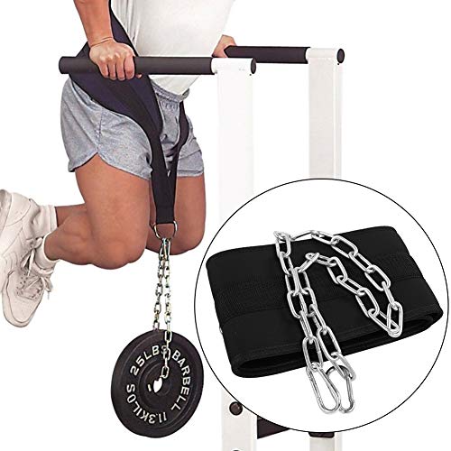 Professional Dip Belt with Iron Chain, Weight Lifting Belt for Pull Ups and Dips, Heavy - Duty Oxford Cloth Bodybuilding Belt with Contoured Back Support for Gym and