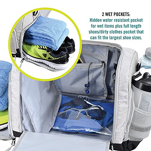 Ultimate Gym Bag 2.0: The Durable Crowdsource Designed Duffel Bag with 10 Optimal Compartments Including Water Resistant Pouch - color: Silver, size: Small (15")