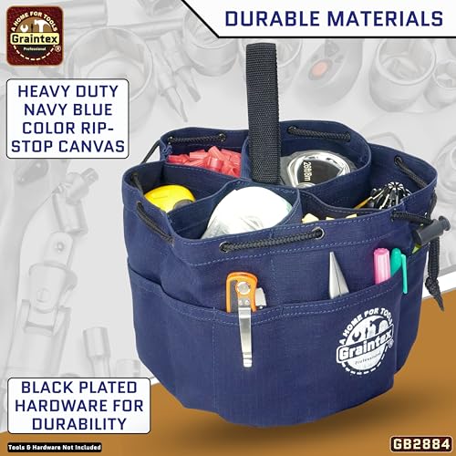 Graintex 18 Pockets Grab Bag Rip-stop Canvas Drawstring Closure, Small Part Organizer Pouch, Small Tools, Screws, Parts, Parachute Tool Bag for Efficient Storage - Navy Blue - color: Navy Blue