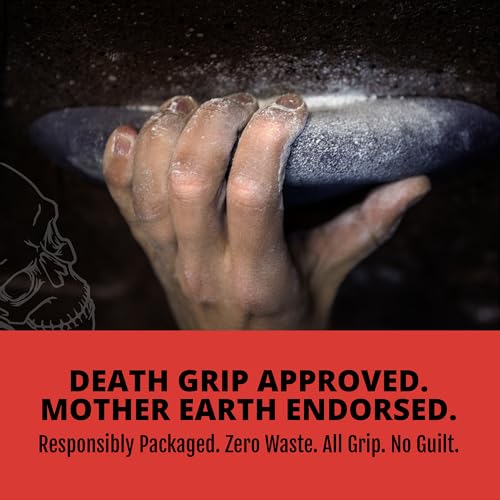 Death Grip Doom Stone Chalk Discs – 4 x 60g Gym Chalk Blocks – 100% Pure Magnesium Carbonate for Rock Climbing, Bouldering, Weightlifting, Gymnastics & Training