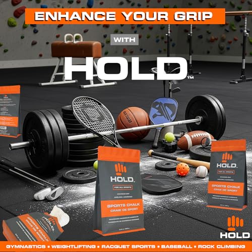 HOLD Sports Chalk – Pure Magnesium Carbonate for Climbing, Weightlifting, Gymnastics & Powerlifting – No Additives, Non-Toxic, Sweat-Resistant, Strong Grip Performance - style: Micronized