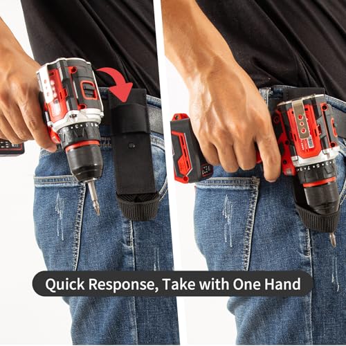 Hammer Holder Loop,Hammer Holster Clip on 7" X 2" Tool Belt and Tape Measure Holder Drill Impact Tool Holster for Tape Measure,Heavy-Duty Drill Belt Holder Hook Holster,Black