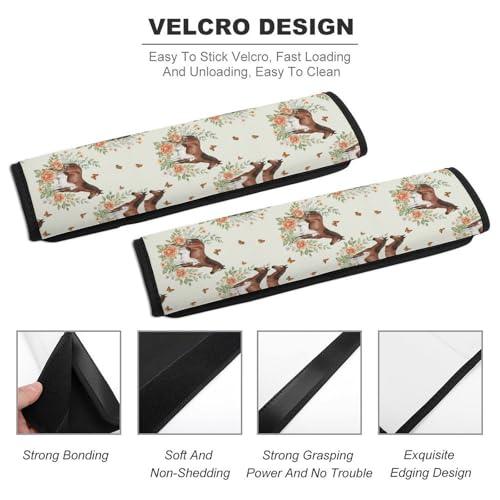 2 Pack Rose Pony Flower Horse Car Seat Belt Pad Soft Padded Seat Belt Cushion for Child, Stroller Pushchair High Chair, Shock Absorption - color: Pattern 499