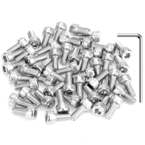 HELIFOUNER 50 Pieces M5 x 10mm, Thread Pitch 0.8mm, 304 Stainless Steel (18-8) Hex Socket Head Cap Screws, Fully Threaded - size: M5 x 10mm