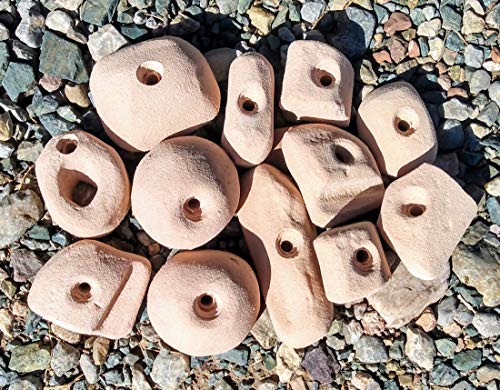 12 Pack Large Polyurethane Bolt-On Rock Climbing Wall Hand Holds - color: tan