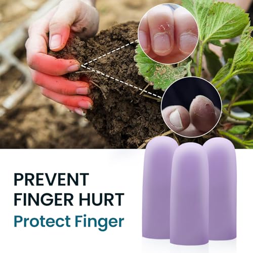 Povihome Finger Cots Protectors - Moisturizing Thumb and Finger Covers - Thickend Version- Elastic Cracked Silicone Finger Sleeves to Protect Cracked, Peel Finger and Other Finger Pain (Purple, 20PCS) - color: Purple, size: Medium (20PCS)