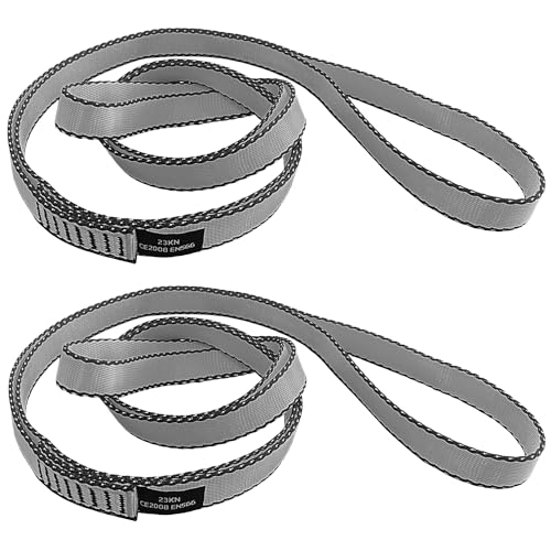 18MM Nylon Climbing Slings Runners 23 kN Strong Webbing Straps for Rock Climbing, Rappelling, Swing, Yoga Hammock etc - color: 2PCS Grey, size: 48inch/120cm