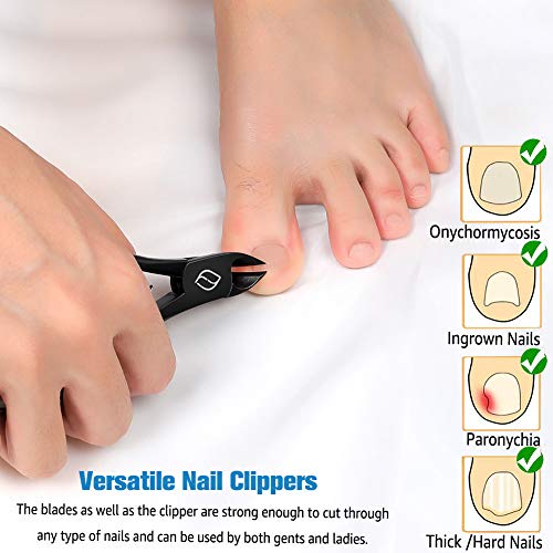 FERYES Precision Toenail Clipper for Thick or Ingrown Toenails, 4R13 Stainless Steel Nail Cutter, Manicure Pedicure Clipper - Black - color: Black