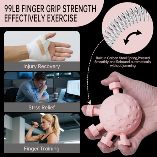 2025 New Finger Grip Strength Trainer, Forearm Strengthener, Finger Grip Exerciser Balls, Hand Strength Trainer for Wrist & Forearm, Guitar Gripper, Extender for Workout and Rehabilitation