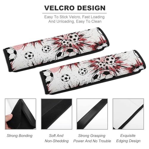 Universal Soft and Comfortable Seat Belt Shoulder Pad for Adult Use, Most Cars, 1 Pair Cool Red Soccer Football Harness Pads Strap Anti-Slip Pad - color: Pattern 1006