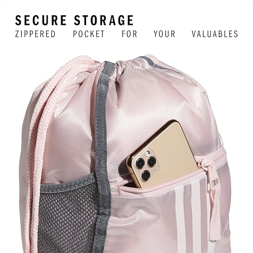 adidas Alliance Sackpack – Drawstring Backpack for Sports, Small Gym Bag, Sandy Pink/White/2, OSFA - color: Sandy Pink/White/2