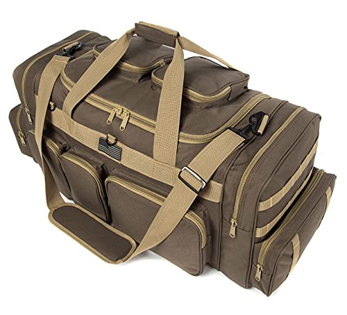 K-Cliffs Tactical Range Duffel Heavy Duty Large Gear Duffle Durable Quality Travel Sports Gym Equipment Bag Military Molle with Lockable Zippers with US Flag Patch 33 Inch Khaki - size: 33 Inch Khaki