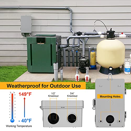 SURAIELEC Digital Pool Timer, 40Amp 2HP, 120/240/277VAC, 24-Hour Display | 7-Day Programmable Digital Timer Switch, Outdoor Indoor Timer Box for Pool Pump, Water Heater, Lights, Powerful Appliances - style: 120-277VAC 1-2HP