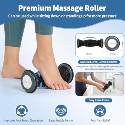 comness Plantar Fasciitis Relief Kit – Foot Stretcher and Foot Massager Roller, Stretch and Roll Routine for Heel Pain,Arch Pain, Simple At-Home Daily Foot Care - color: Black（2pcs）