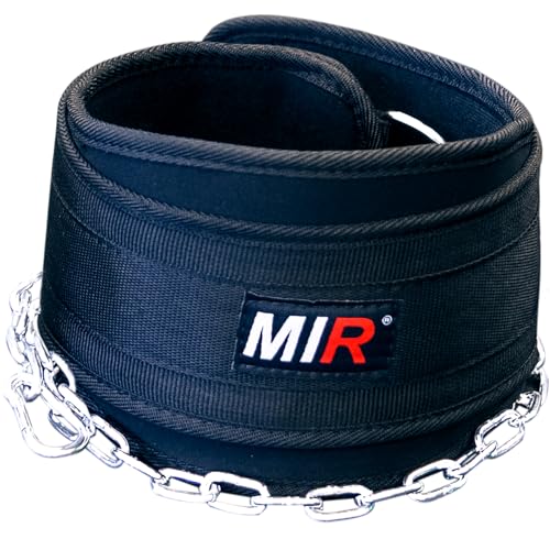 Mir Dip belt With 36" - 38" chain, 500lbs - 650lbs weight capacity, Weight lifting for dips and pullups - color: BLACK PRO