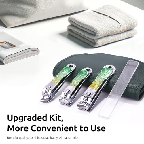 4 Pcs Stainless Steel Nail Clippers Manicure Set, Portable Beauty Tool Professional Grooming Kits, Travel Nail Kit for Men and Women