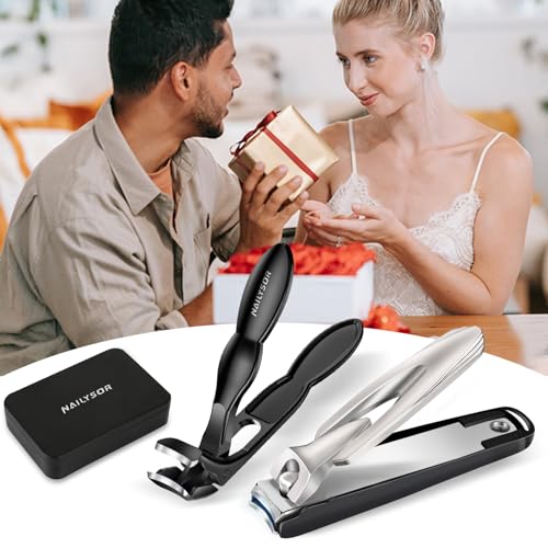 Nail Clippers Set of 2, Large Heavy Duty Fingernail Clippers with Catcher Long Handle, Angled Head Toe Nail Clippers for Thick Nails for Seniors, Sharp Wide Jaw Opening Toenail Clippers for Men Women - style: Modern
