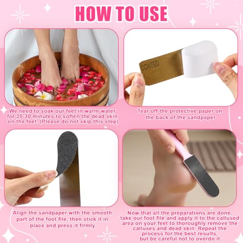 Mudder 2 Pack Stainless Steel Foot File with 20 Replaceable Double Sided Coarse & Fine Pads, Callus Remover for Dry Rough Skin and Cracked Heels, Reusable Pedicure Rasp(Pink) - color: Pink