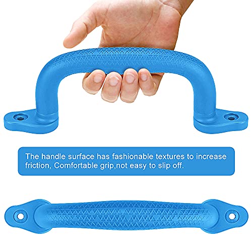 Dolibest 8-Pack Safety Handles for Swing Sets & Playsets - Monkey Bars with Anti-Skid Grip with Finger Indentations, Plastic Grab Handles, Easy Mounting for Climbing Frames, Playhouses, Treehouses - color: Blue-8pcs