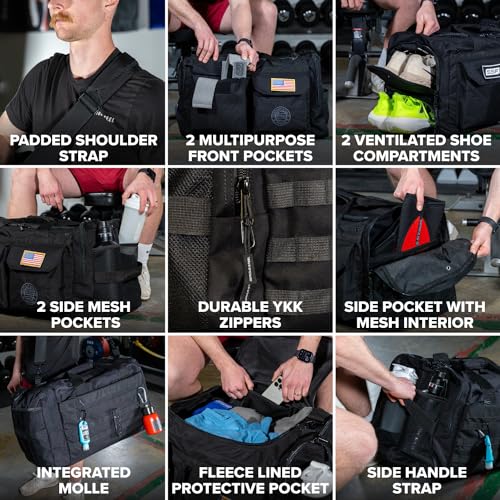 Serious Steel Fitness Heavy Duty 1000D Nylon Duffel Gym Bag (Mid BUD - Black) - color: Black, style: Duffel Bag (Mid Bud)
