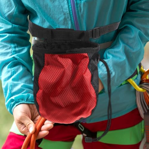 Adjustable Waist Outdoor Anti-Slip Chalk Powder Storage Pouch for Bouldering Training Climbing Red Black