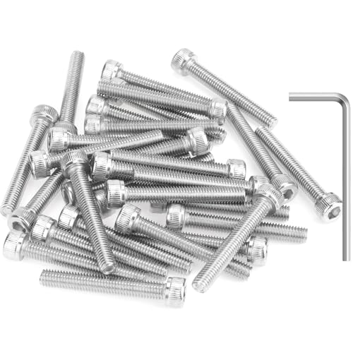 HELIFOUNER 30 Pieces M5 x 35mm, Thread Pitch 0.8mm, 304 Stainless Steel (18-8) Hex Socket Head Cap Screws, Fully Threaded - size: M5 x 35mm