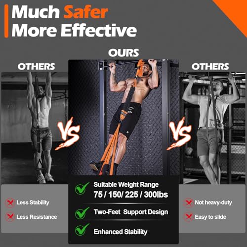 Pull up Assistance Bands, 4 Pull Up Bands 300lbs, Heavy Duty Pull Up Assist Workout Bands for Home Gym Strength Training with Two Footrest, Compatible with Any Pull Up Bars