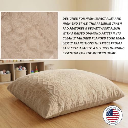 Matini Home Crash Pad 48" X 60" - Sensory Pad with Cover Foam Blocks for Kids and Adults, Ideal Gymnastics Equipment to Jump, Play or Relax - Beige - color: Beige 48" X 60"