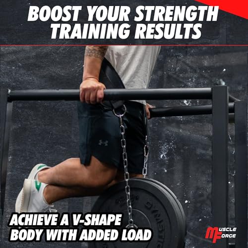 Weighted Dip Belt, Weight Lifting Pull Up Belt up to 530 lbs for Weighted Pullups with Chain and Carabiner, for Men, Strength Training, Bodybuilding