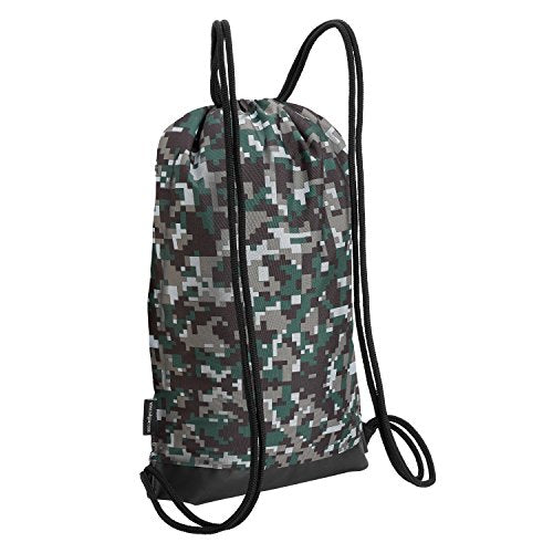 Skog Å Kust GymSak | Patented 2-in-1 Drawstring Cinch Bag with Removable Waterproof Dry Bag | Camo & Yellow - color: Digicamo