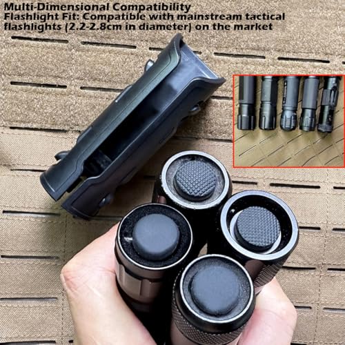 Quick Draw Tactical Flashlight Holster, Rotatable Tactical Molle Light Holder for Duty Belt