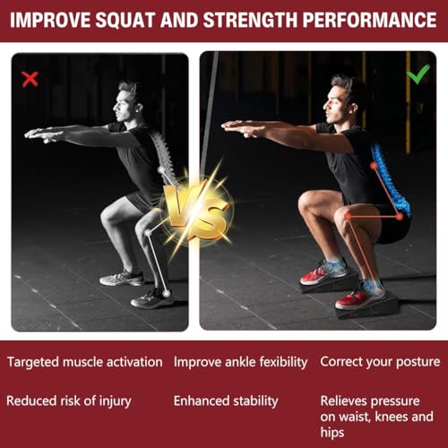 Proberos® 2 Pcs High Squat Wedge Block for Gym, High Bearing, Fitness Slant Board for Heel Elevation, Non-Slip Incline Wedge for Squats, Calf Raises & Weight Training Stability