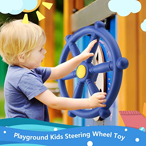Playground Steering Wheel Plastic Pirate Ship Wheel Playground Swingset Steering Wheel Playset Accessories for Kids Outdoor Backyard Playhouse Treehouse (1, Blue) - color: Blue