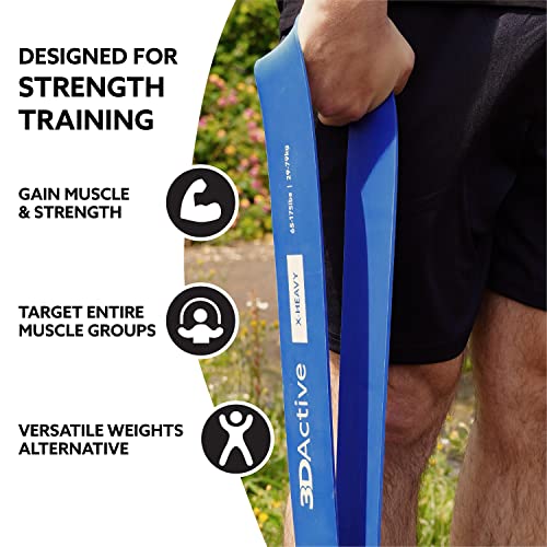 3DActive Pull Up Assist Band - Resistance Band for Strength Training, Powerlifting, Body Stretching, Crossfit - Exercise Guide Included. - color: #5 Blue - 65 to 175 Pounds (2.5" *4.5mm) - Single Band