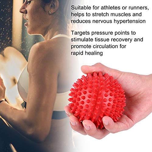 2Pcs Spiky Hard Massage Balls,Soft Spiked Manual Massager Rollers Body Spiky Balls Fitness Finger Relax Tool for Plantar Fasciitis Exercise Back Feet (Large Size 9cm) - color: Red, size: Large size 9cm