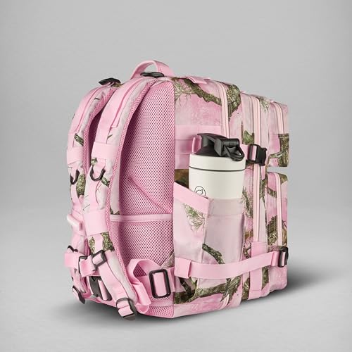 WOLFpak 35L Athletic Gym Backpack - Durable 1000D Waterproof Oxford Material with MOLLE Webbing, Laptop Pocket - color: Realtree Apx Flushing Pink