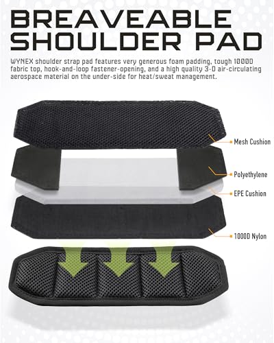 WYNEX Shoulder Strap, 55 inch Universal Bag Strap Replacement with Pad | Single Shoulder Strap with Detachable Thick Pad, Crossbody Bag Strap for Tactical Pouch Tool Bag Messenger Bag Luggage Duffle - color: Black, size: 2“ Strap
