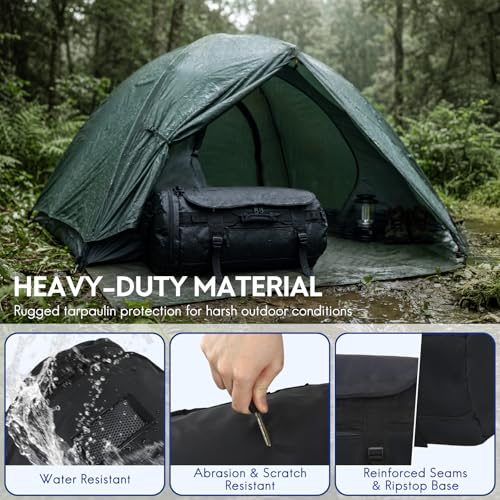 Haimont Heavy Duty Convertible Travel Duffel Backpack, Black, 60L | Shoe Compartment, Water-Resistant Tarpaulin, Wide U-Shaped Opening - color: Black, size: 60L